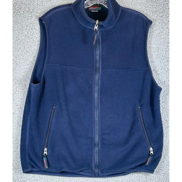Layers Mens Navy Blue Fleece Vest Full Zip Pockets Outdoor Casual Size M - Picture 2 of 9